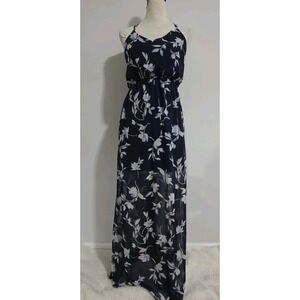 Sienna Sky Maxi Long Strappy Dress Size XS Floral Navy Datenight Cocktail Casual